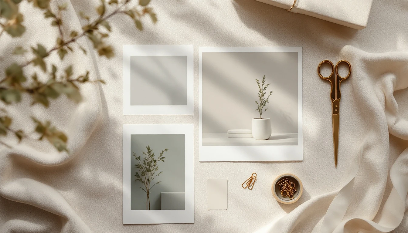 Flat lay of printed clinic imagery arranged as a social media content plan for aesthetic clinics