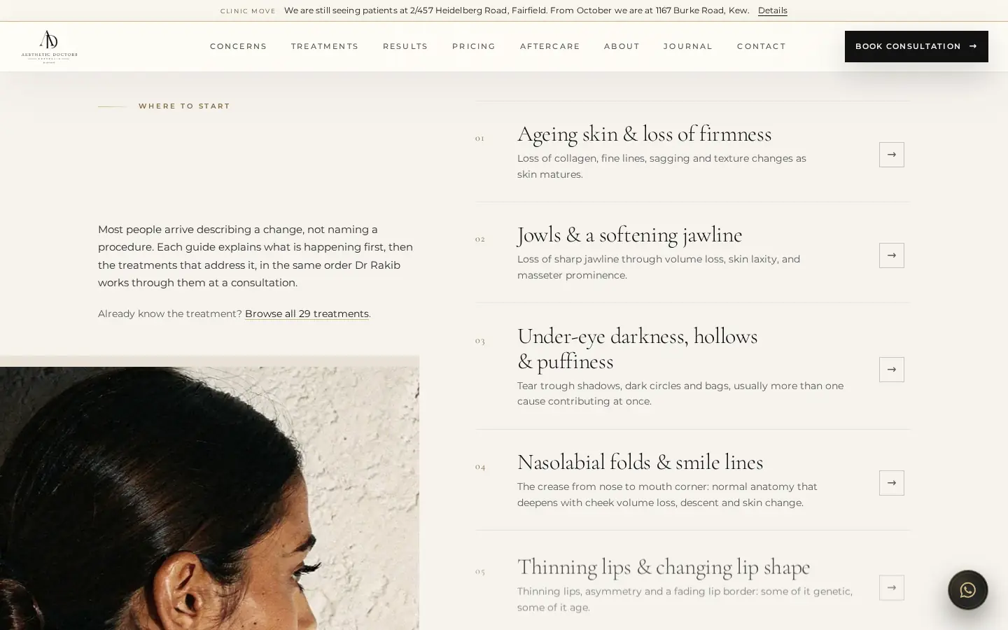 Start with what you have noticed: the concern-first routing block on the homepage