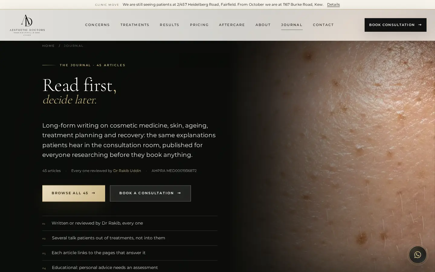 The Journal: 46 long-form cosmetic medicine articles on the Aesthetic Doctors Australia website