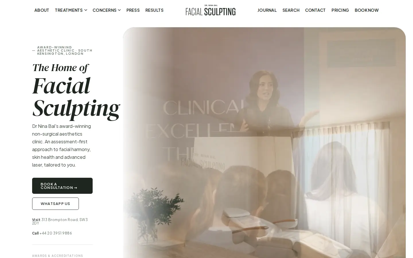 Facial Sculpting website on desktop, www.facialsculpting.co.uk