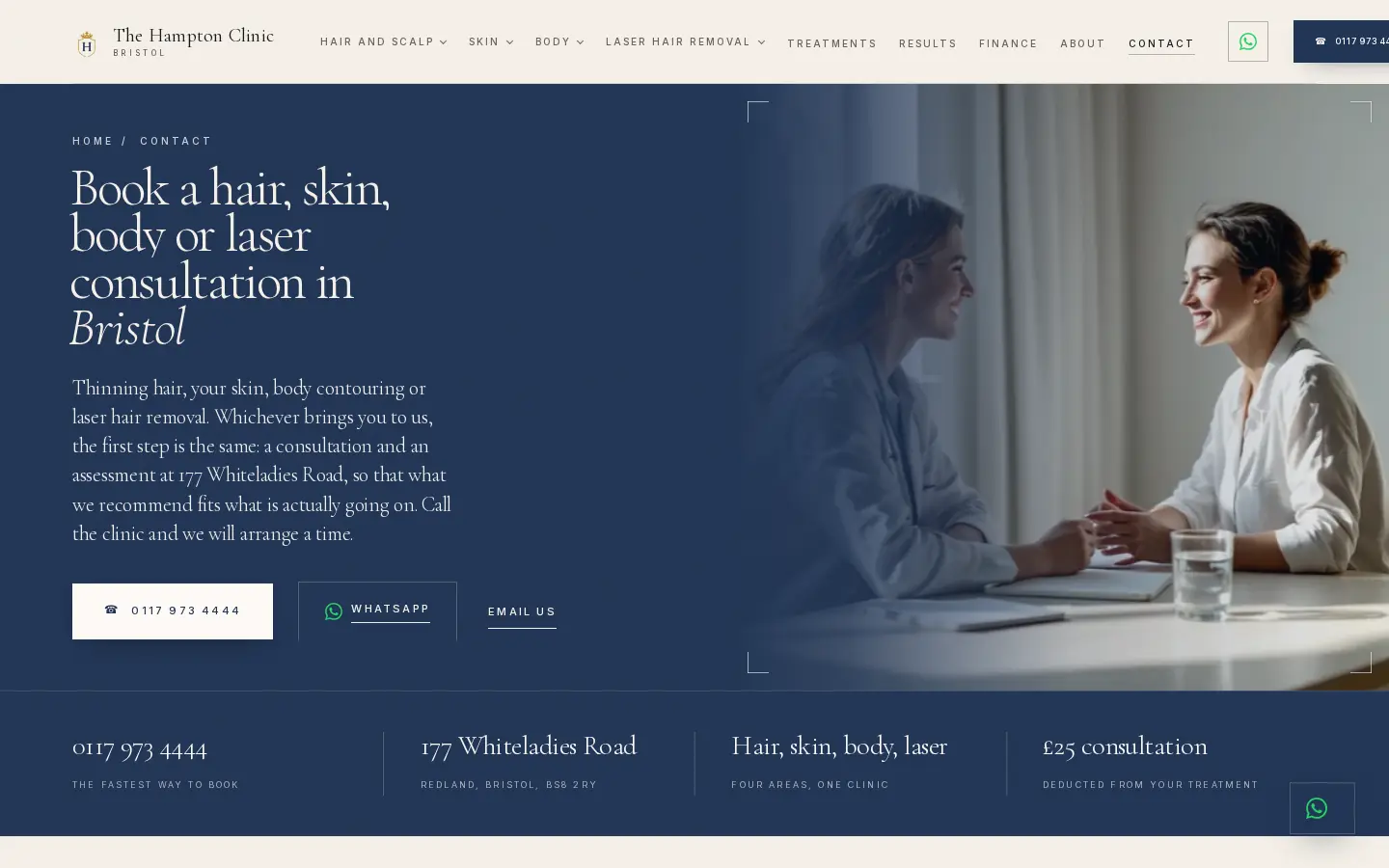 Book a consultation at The Hampton Clinic in Bristol