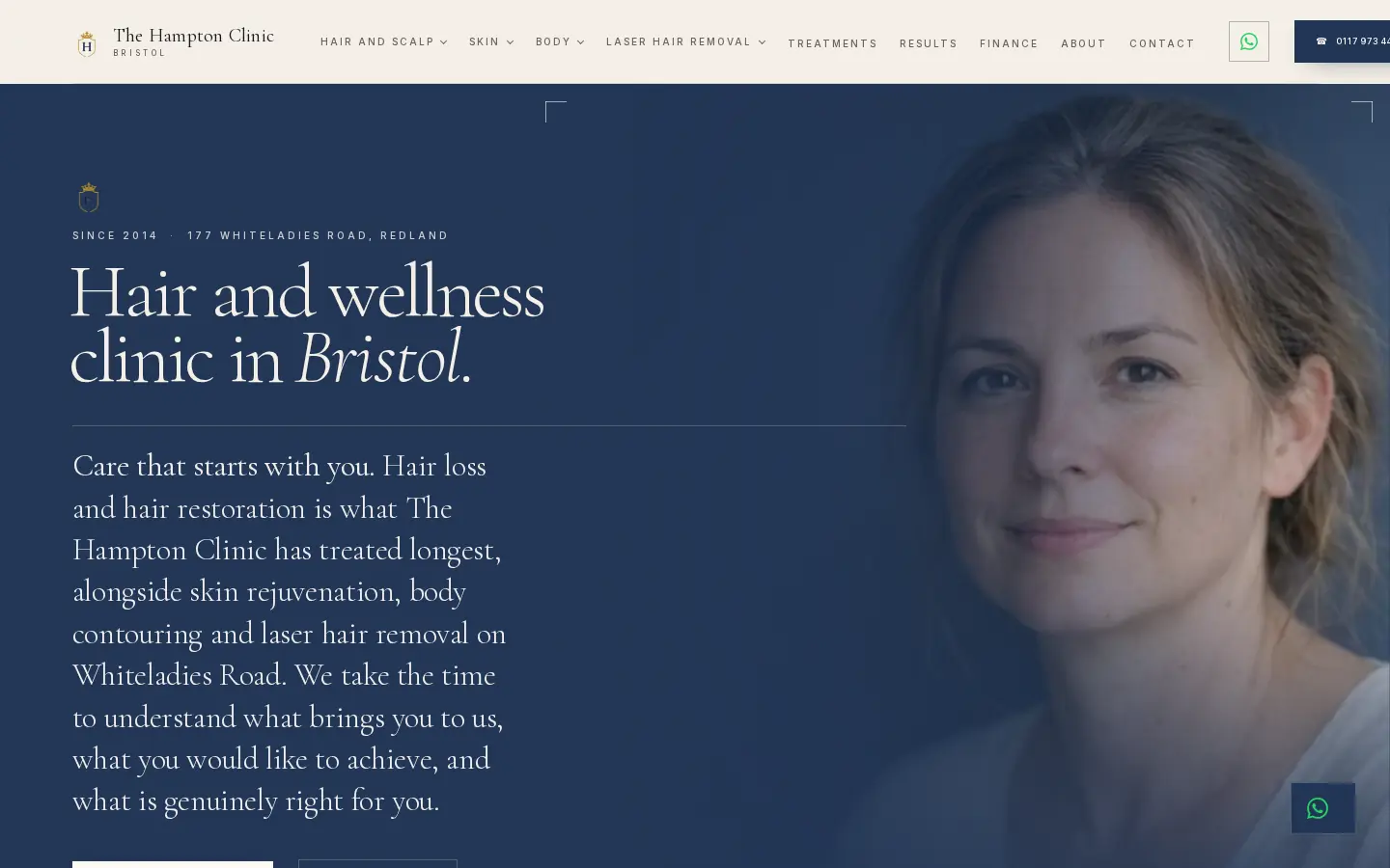 The Hampton Clinic homepage: Hair and wellness clinic in Bristol