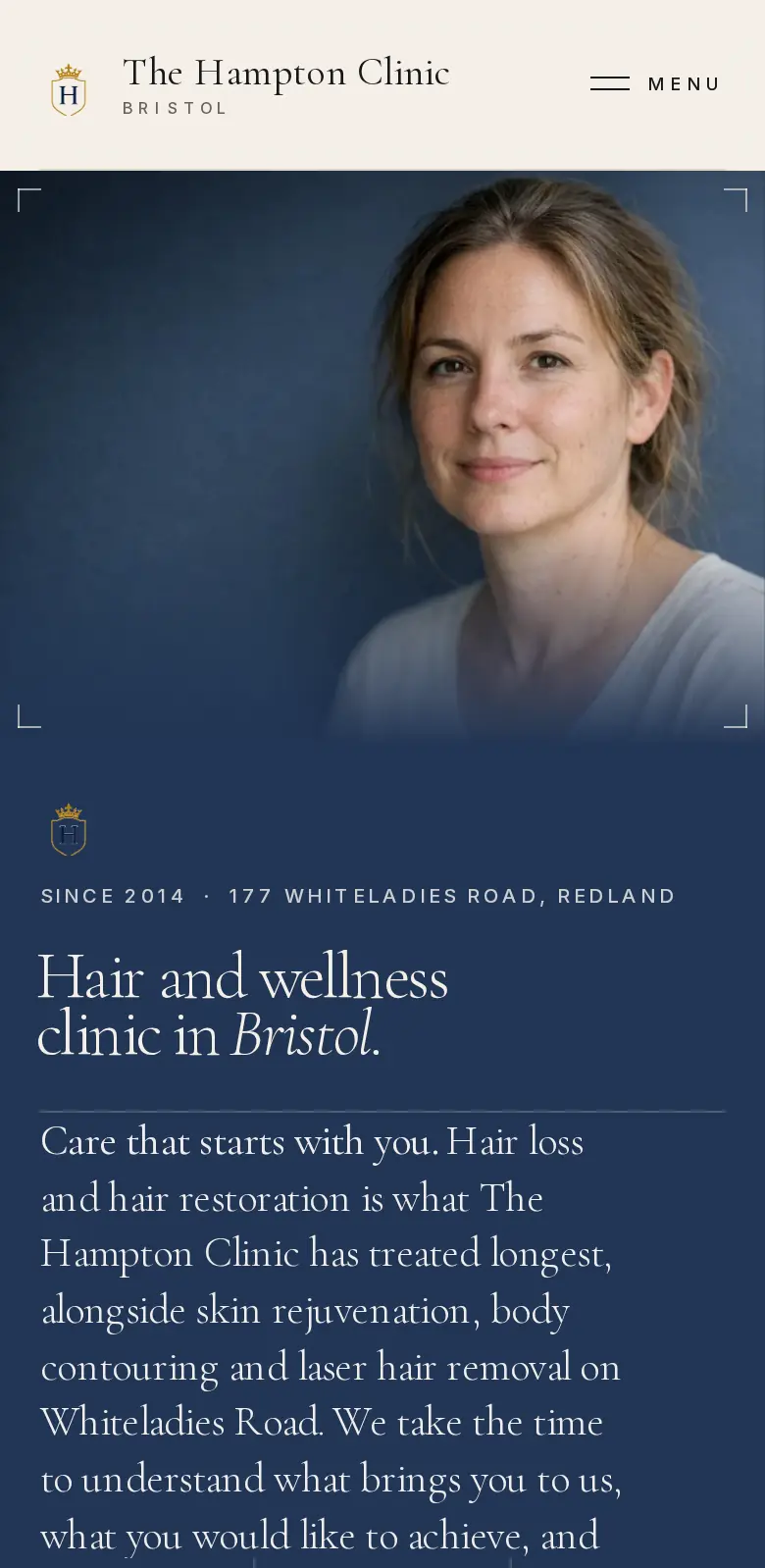 The Hampton Clinic homepage on a phone