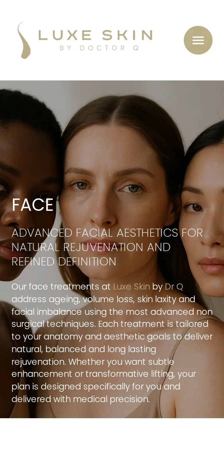Luxe Skin by Dr Q website on a phone, luxeskin.co.uk