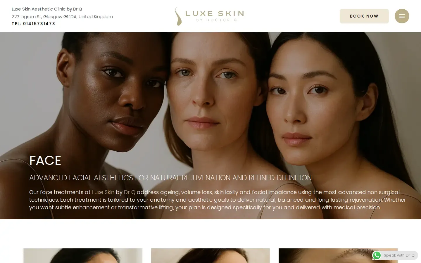 Luxe Skin by Dr Q website homepage, designed and built by Aesthetic Launch Lab